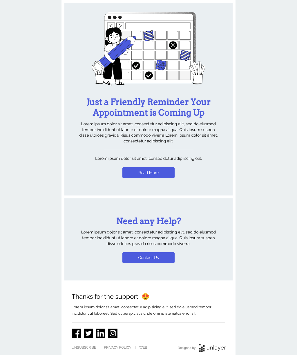 Appointment Reminders And Follow ups Email Template Unlayer