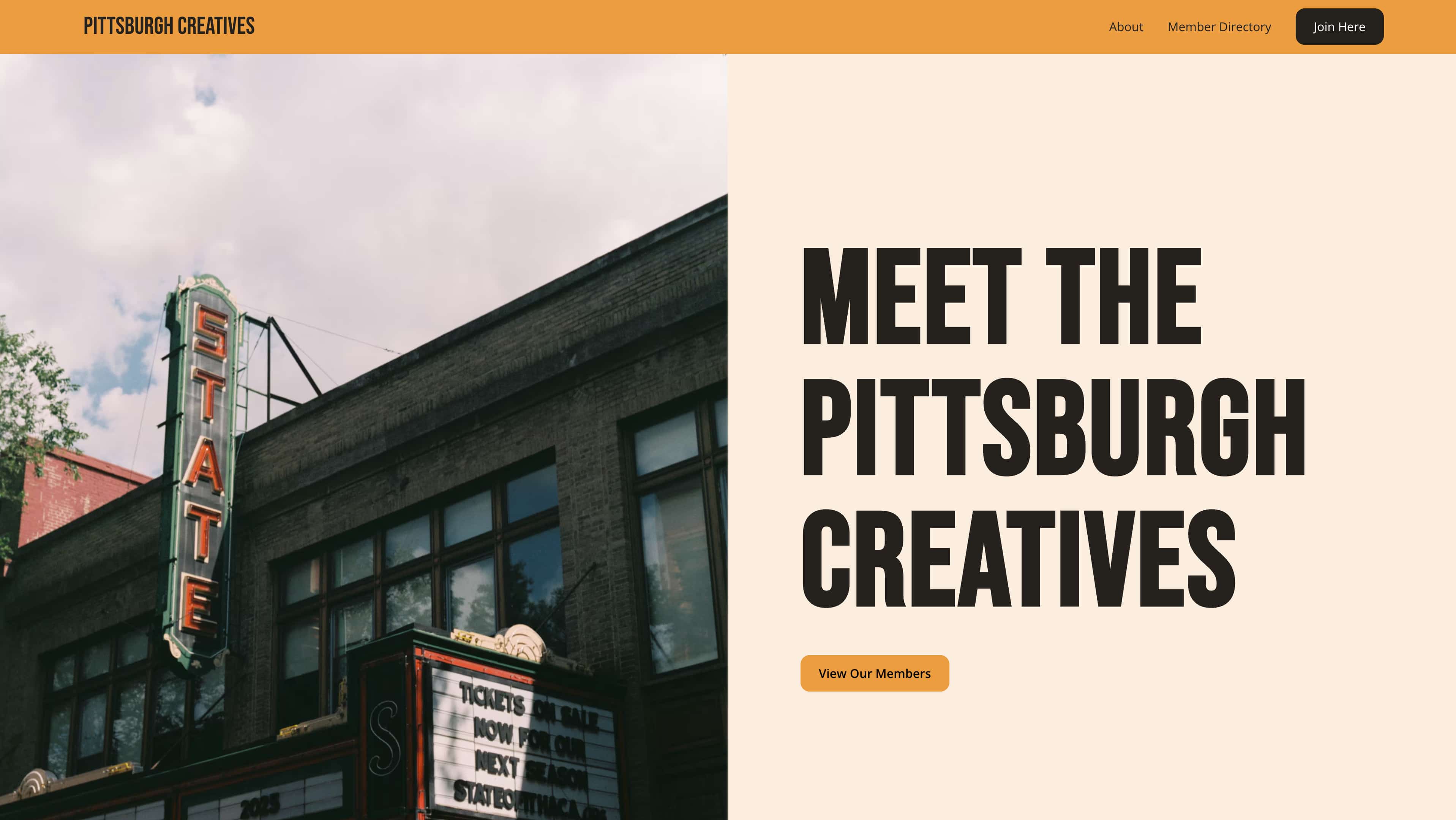 "Meet the Pittsburgh Creatives" screenshot of pttsburghcreatives.com