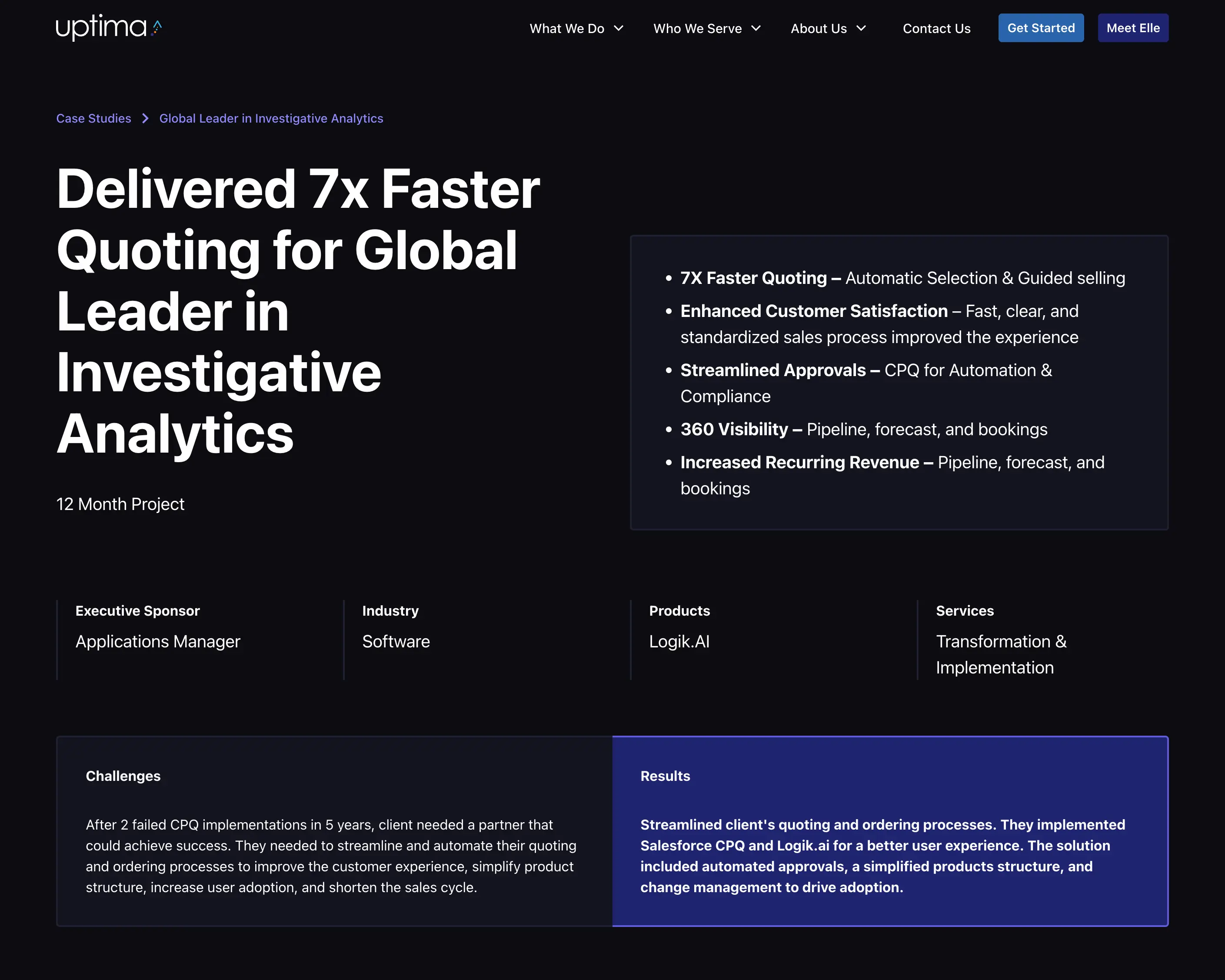 Uptima website screenshot - Case Study