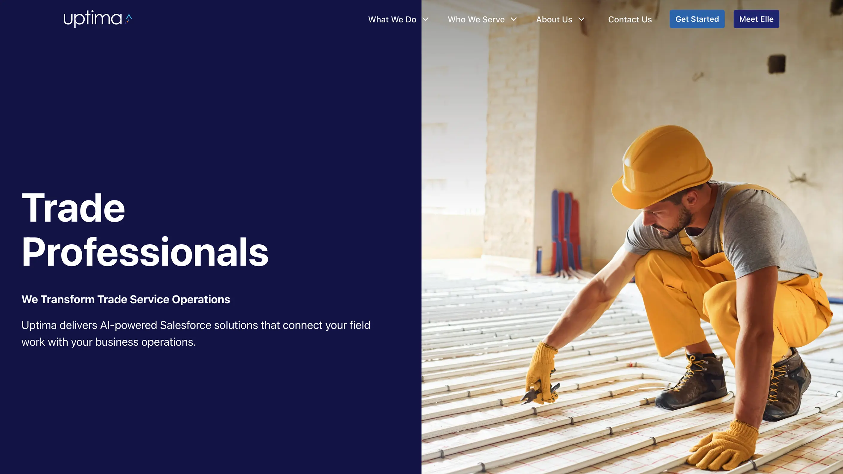 Uptima website screenshot - Construction