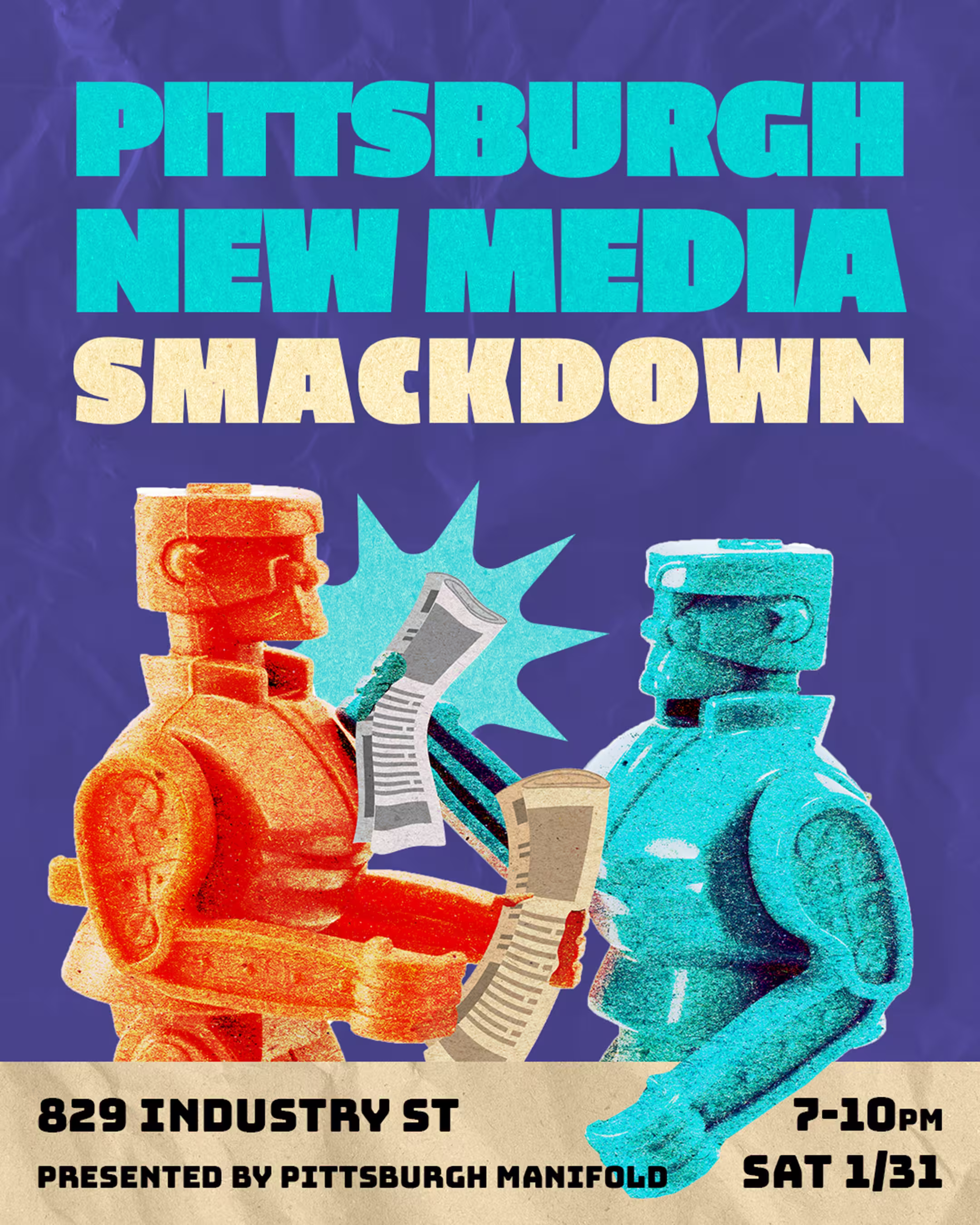 Promotional Flyer for the Pittsburgh New Media Smackdown designed by Sick Day Design Co and presented by Pgh Manifold.