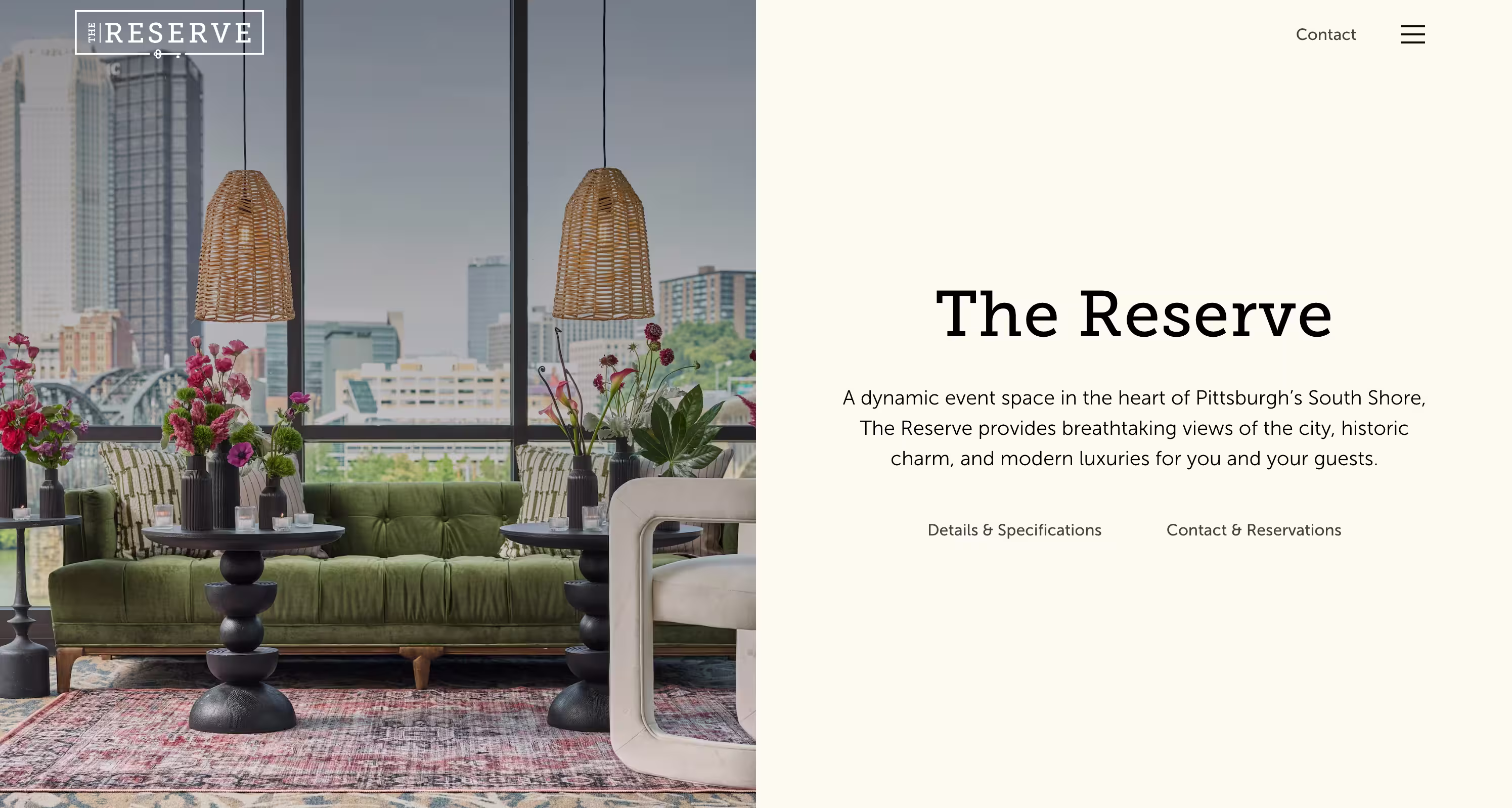 The Reserve homepage hero screenshot