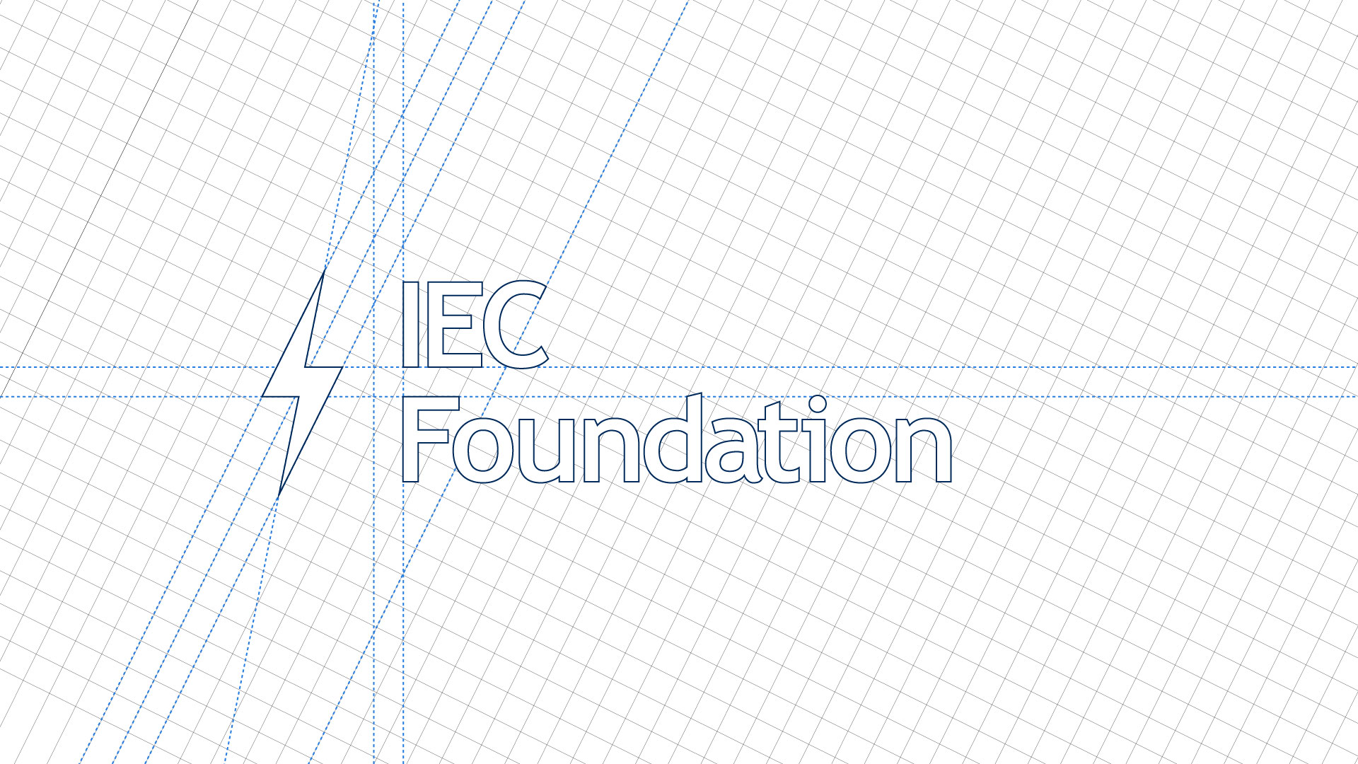 IEC Foundation logo process showing angle of lightning bolt matches the "C" in IEC