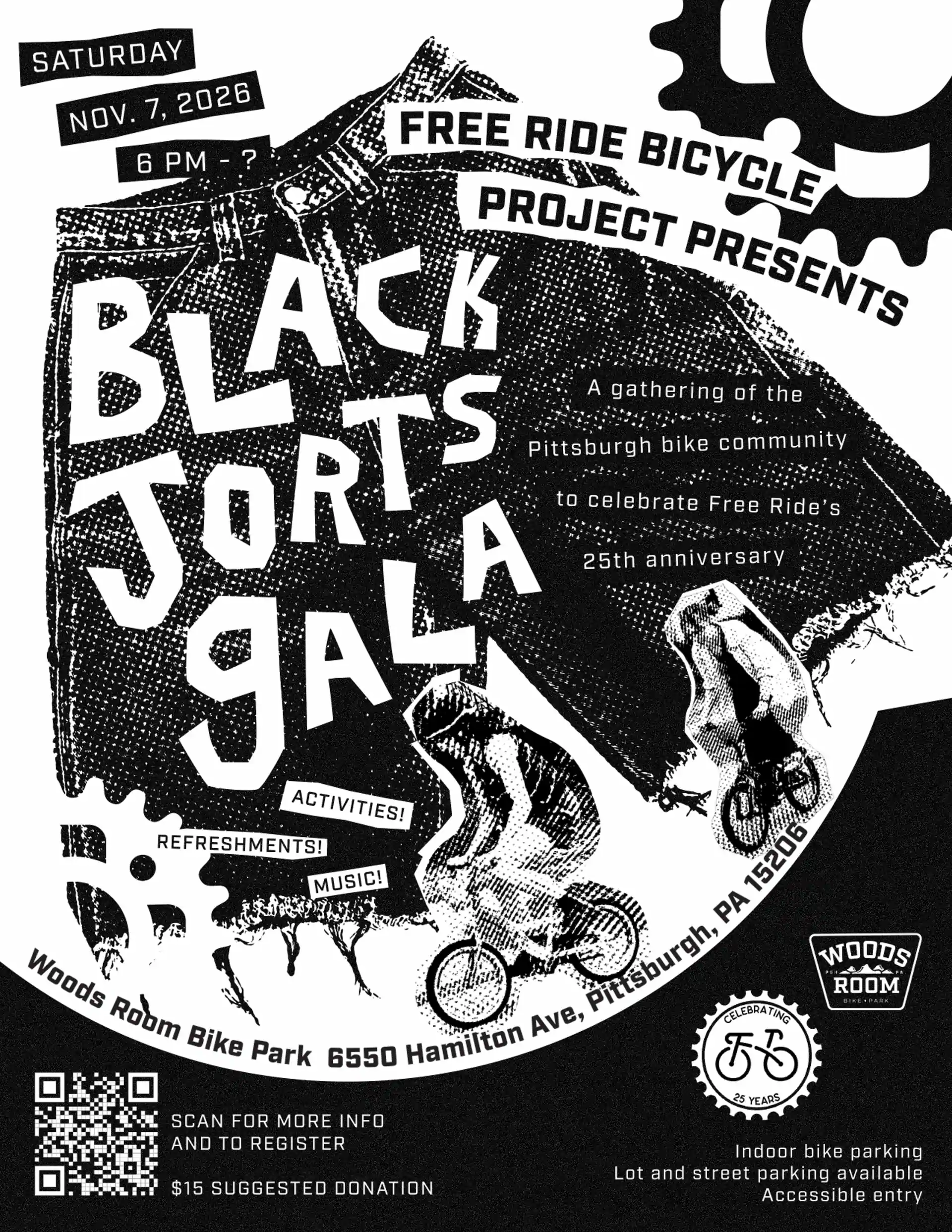 Free Ride Bicycle Project Black Jorts Gala flyer