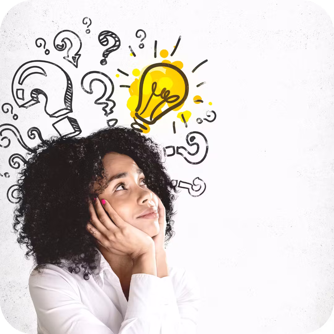 Person thinking about questions