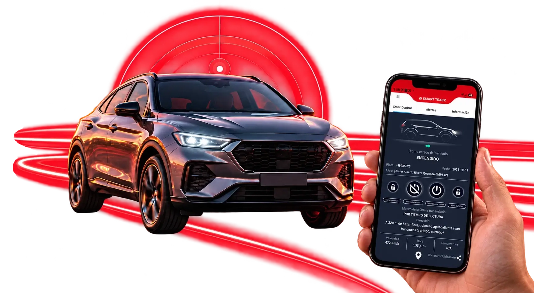 SUV y aplicación Smart Track Detektor