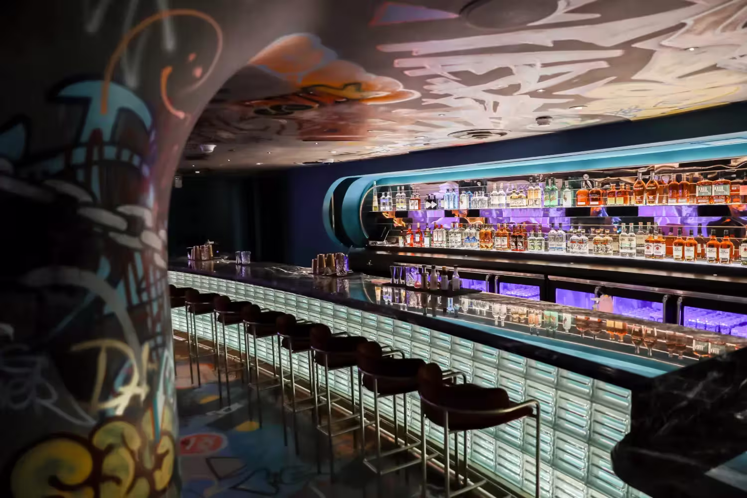 A view of the bar at Sips With a Z in Denver