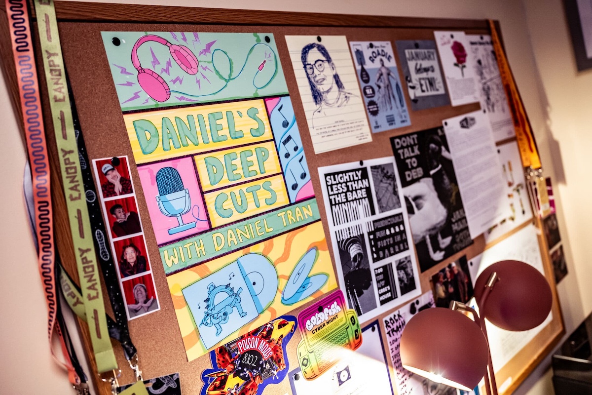 posters on a bulletin board