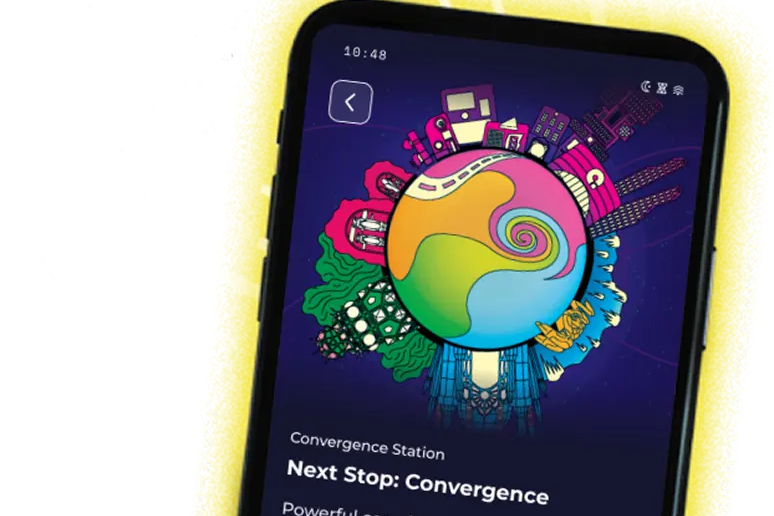 Meow Wolf mobile app on a phone