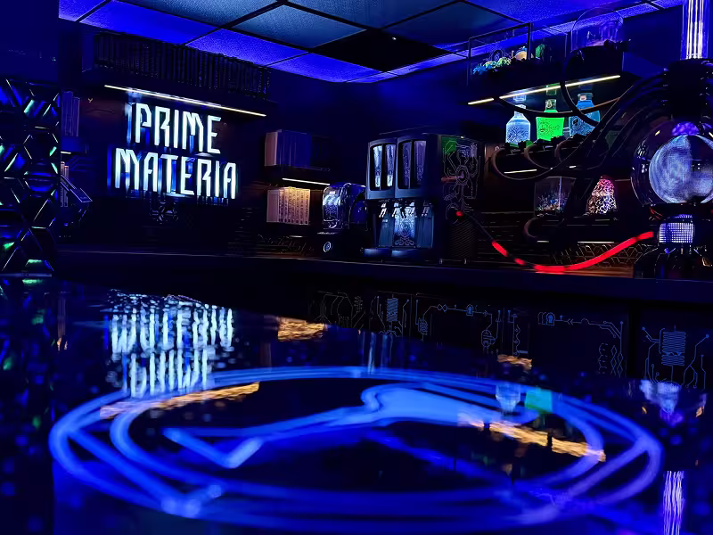 blue bar space with neon lights