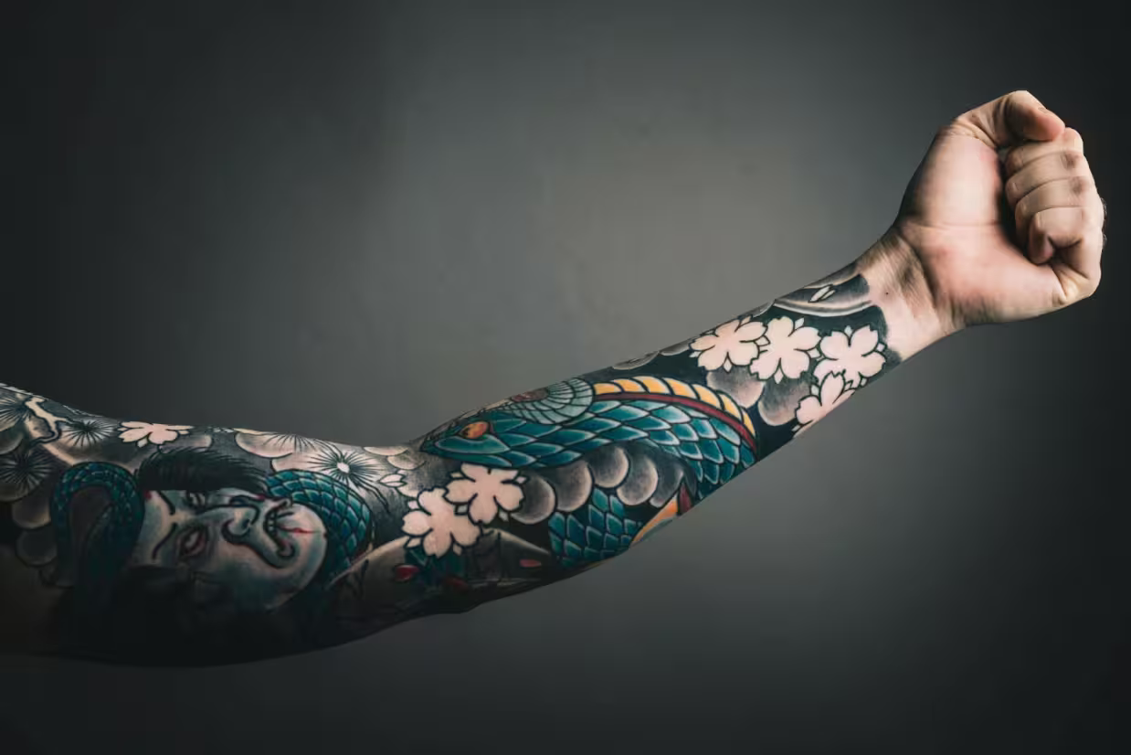 Sleeve tattoo showcasing a popular Japanese style tattoo