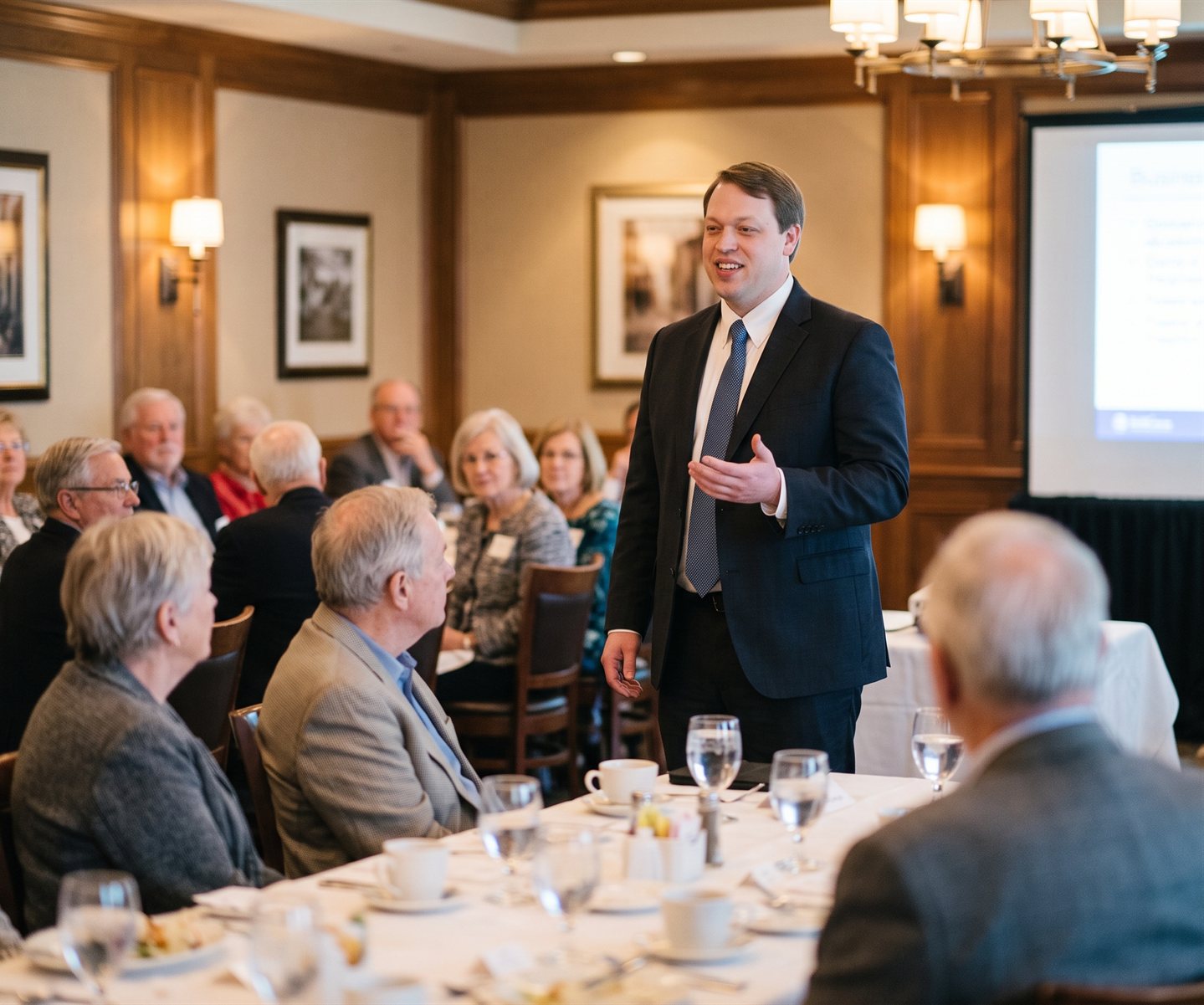 Matt Wathen speaking at a Stouffer Legal estate planning workshop