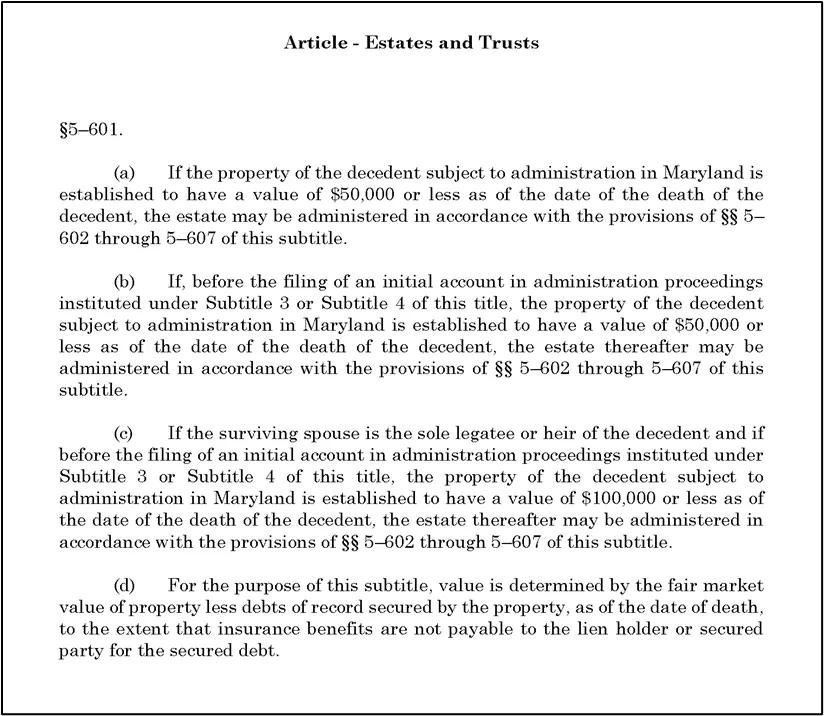 Figure 3 - MD Est & Trust Code 5-601