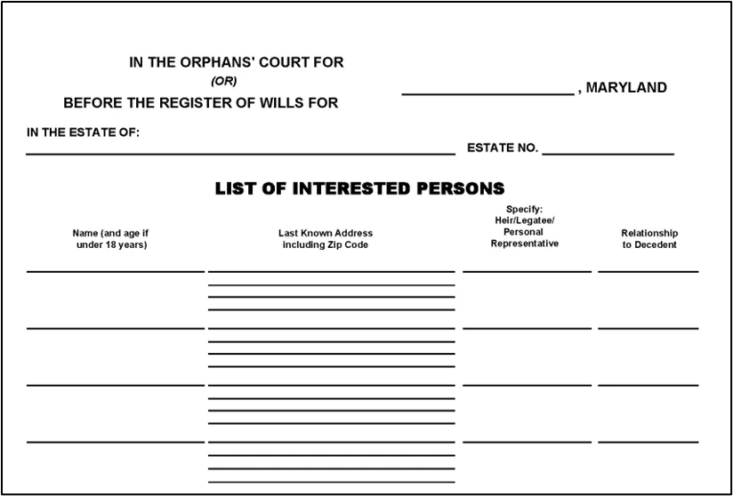 Figure 12 - Form RW1104: List of Interested Persons