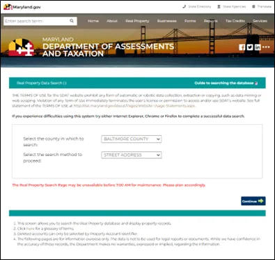 Figure 23 - Maryland Real Property Search by Address