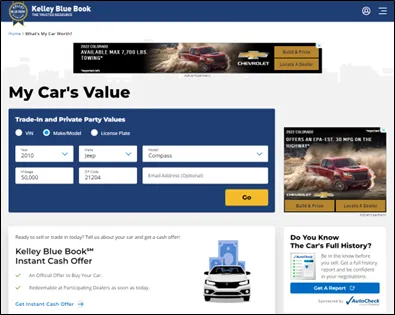 Figure 29 - Kelly Blue Book Online Car Value Estimator