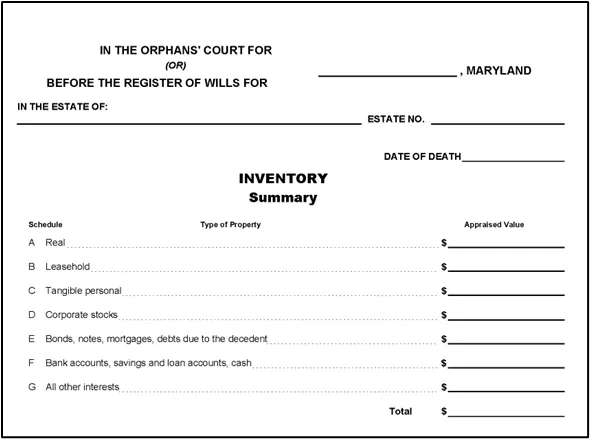 Figure 31 - Form RW1122: Inventory Summary