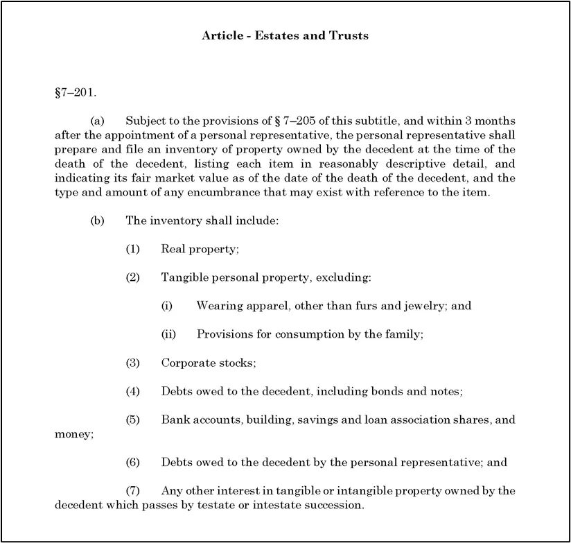 Figure 32 - MD Est & Trusts Code 7-201