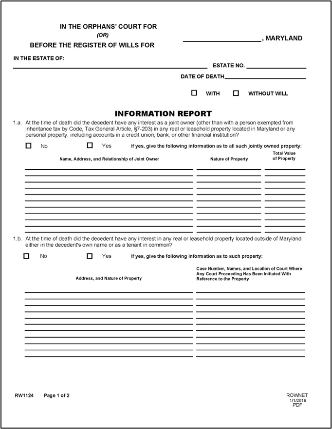 Figure 33 - Form RW1124: Information Report