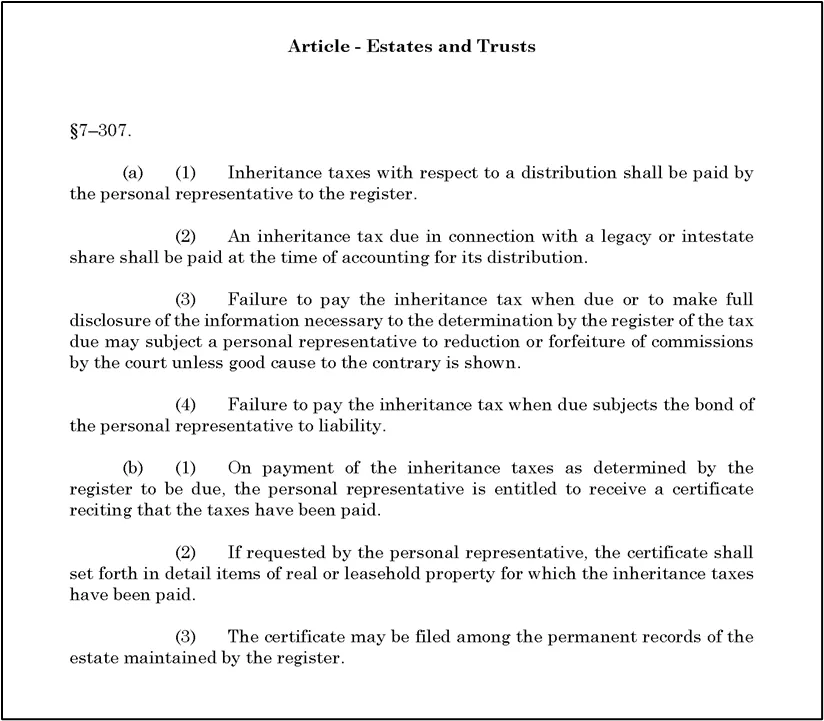 Figure 34 - MD Est & Trusts Code 7-307