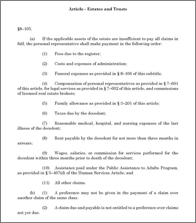Figure 41 - MD Est & Trusts Code 8-105