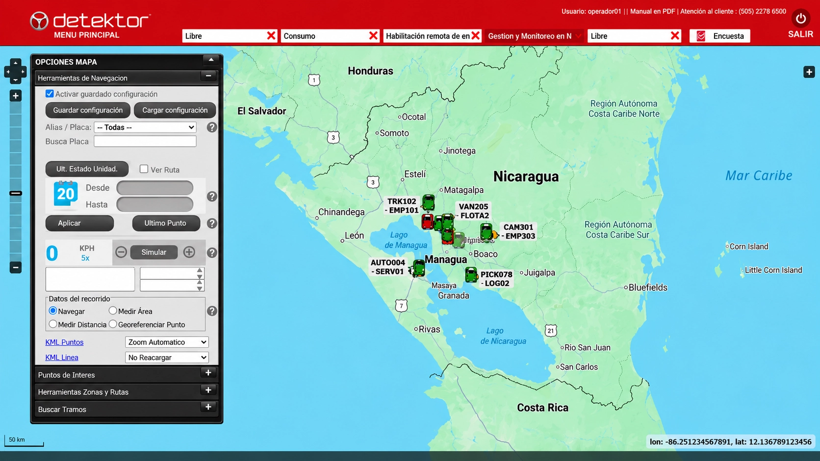 Gestión en Mapa