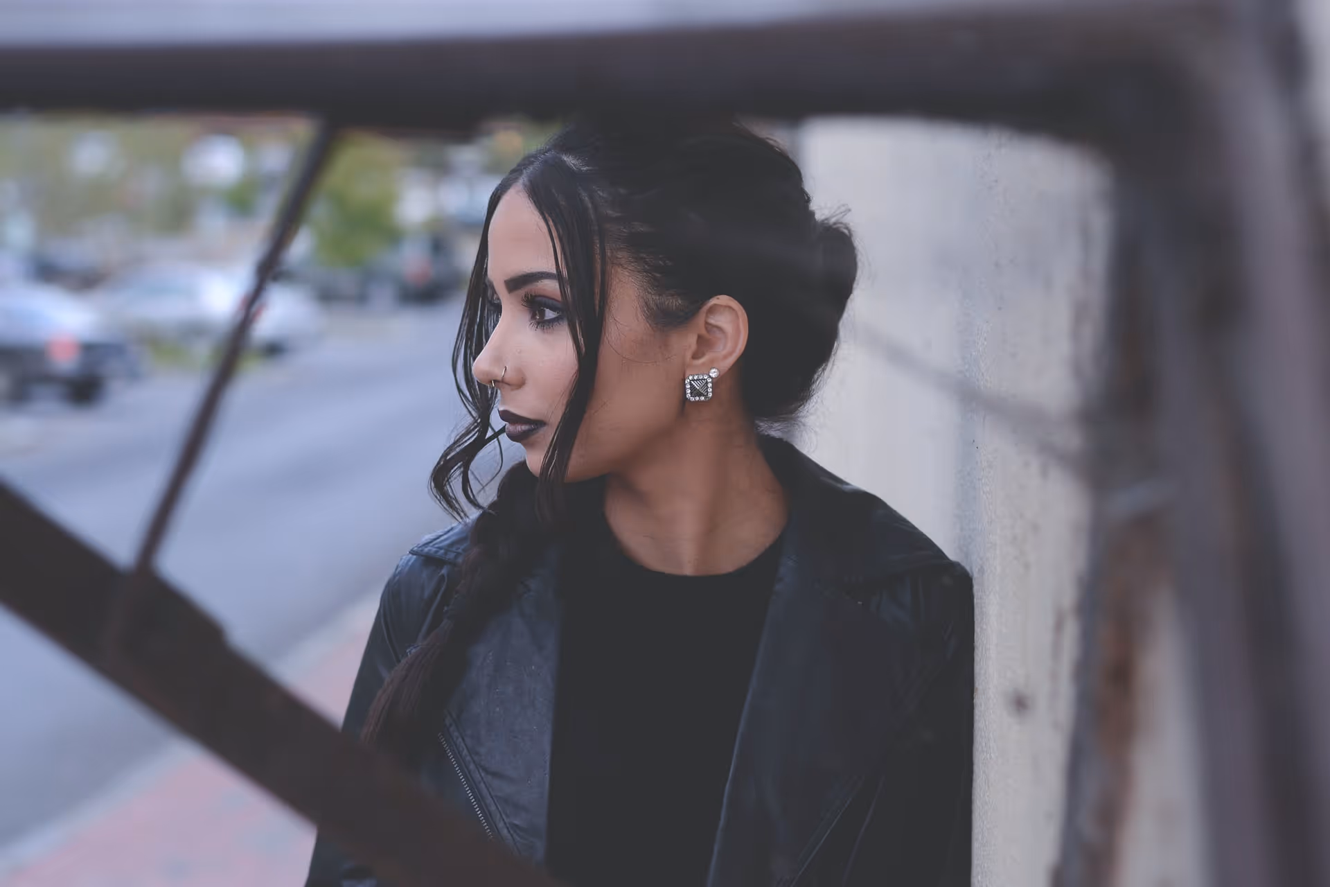 woman in stylish corporate goth outfit showing off her sophisticated alternative wardrobe