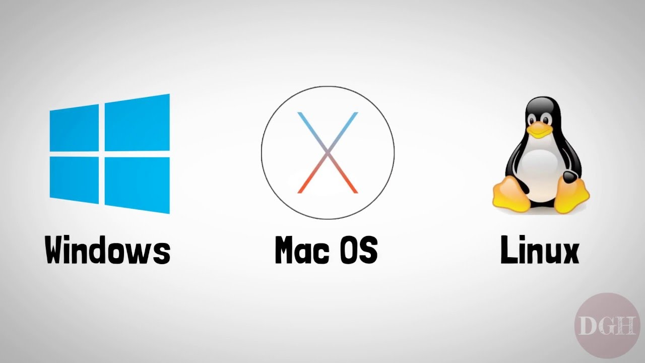 The three popular computer operating systems: Windows, MacOS, and Linux