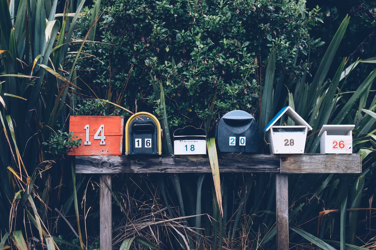 Mailboxes lined up in a row