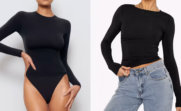 SKIMS long sleeve shirt ad dupe