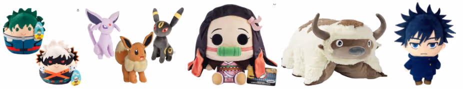 composite image of anime plush toys