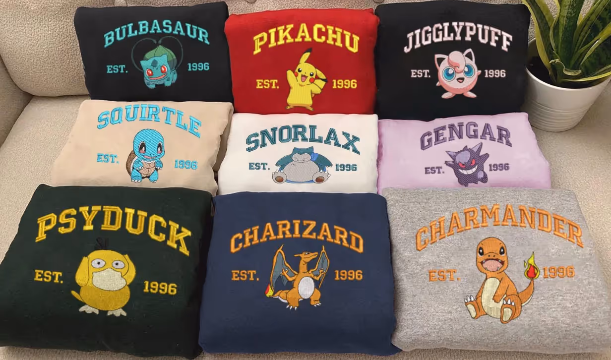 Pokemon embroidered sweatshirts