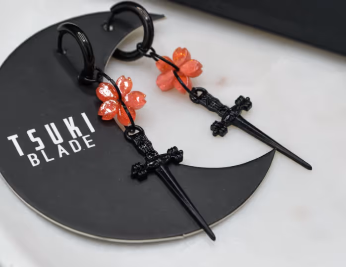 goth sakura earrings