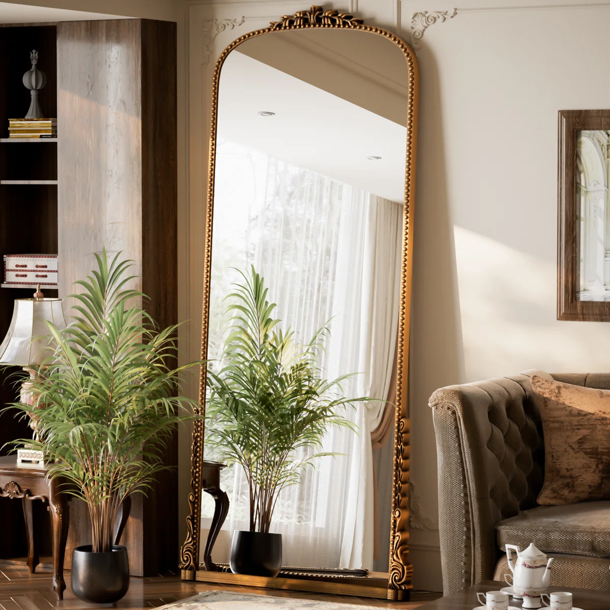 stunning oversized gold floor mirror that won't break the bank