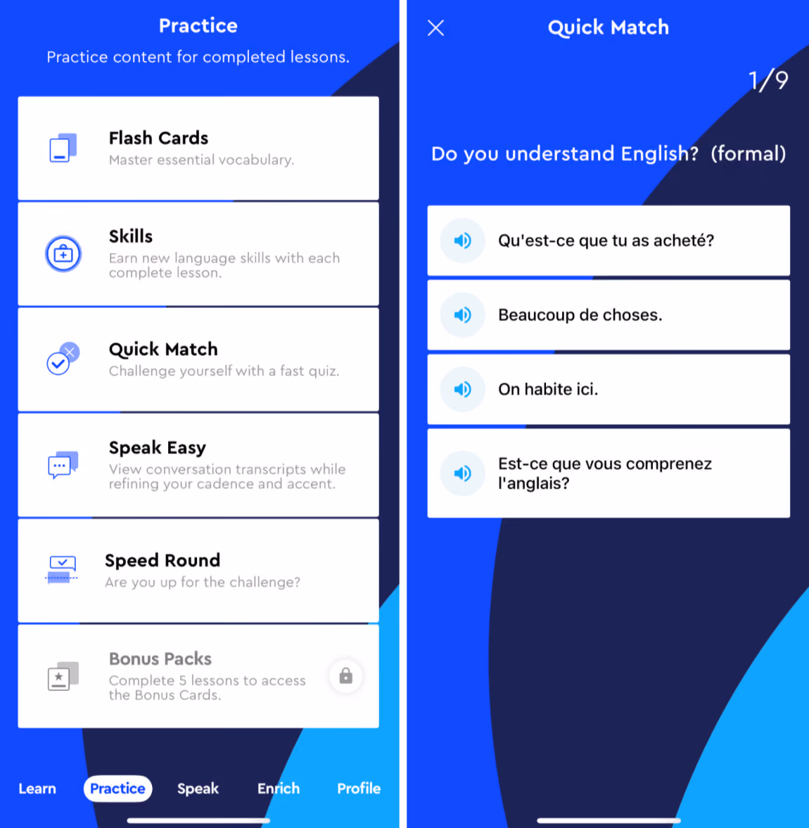 Pimsleur Quick Match Practice