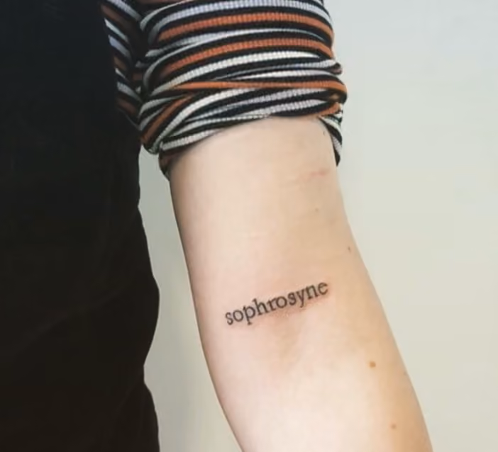 sophrosyne minimalist text tattoo