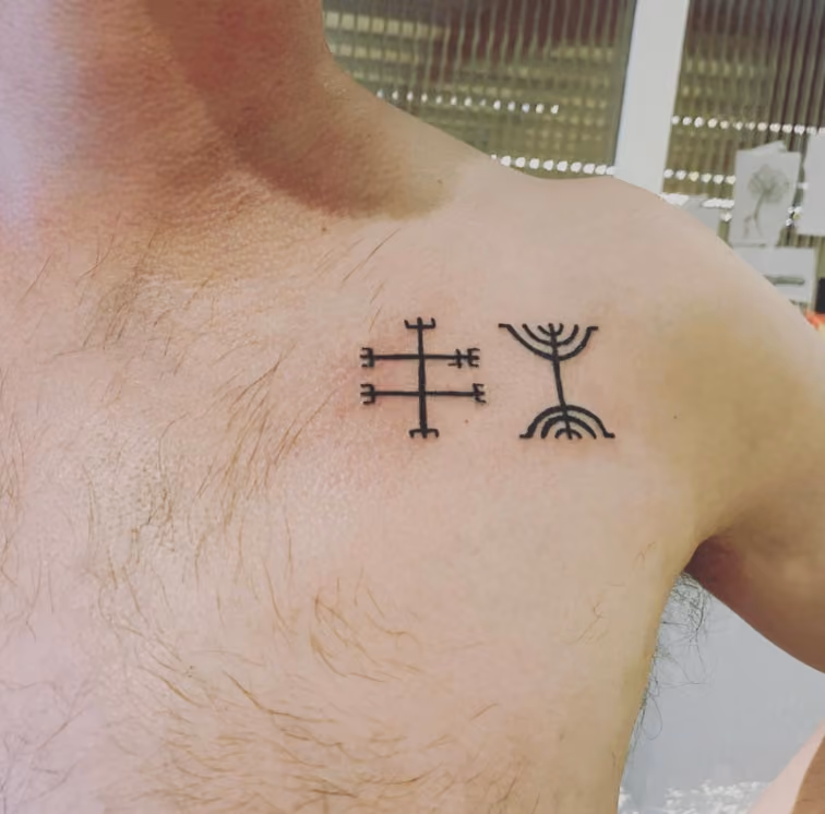 Icelandic staves tattoo for fortifying and clarifying the mind