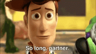 Woody from Toy Story saying So long, partner