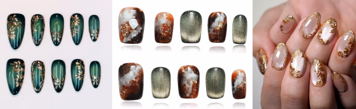 luxe gold and marble nails perfect for fall mani inspiration