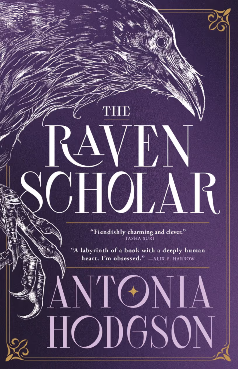 cover of the epic fantasy book with dark academia vibes The Raven Scholar
