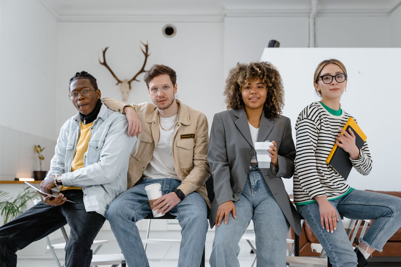 diverse group of professionals from diverse backgrounds in a startup environment