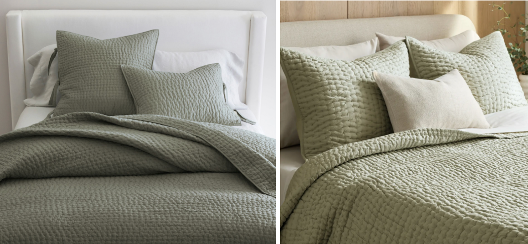 dupe for Pottery Barn linen quilt in sage green