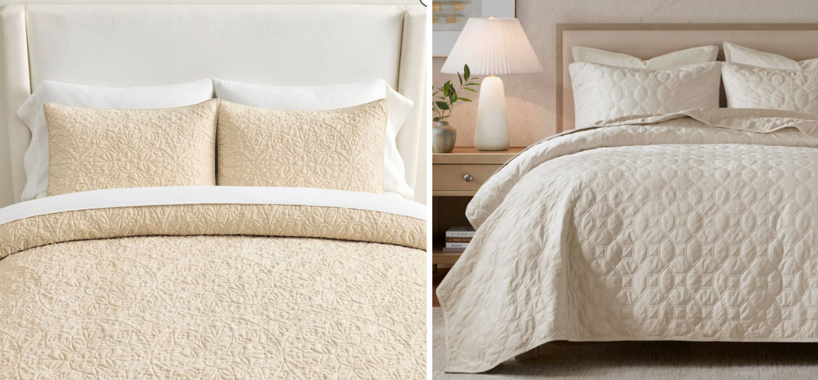 Pottery Barn Velvet Quilt and a dupe from Wayfair