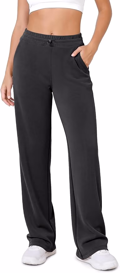 drapy wide leg sweats in black