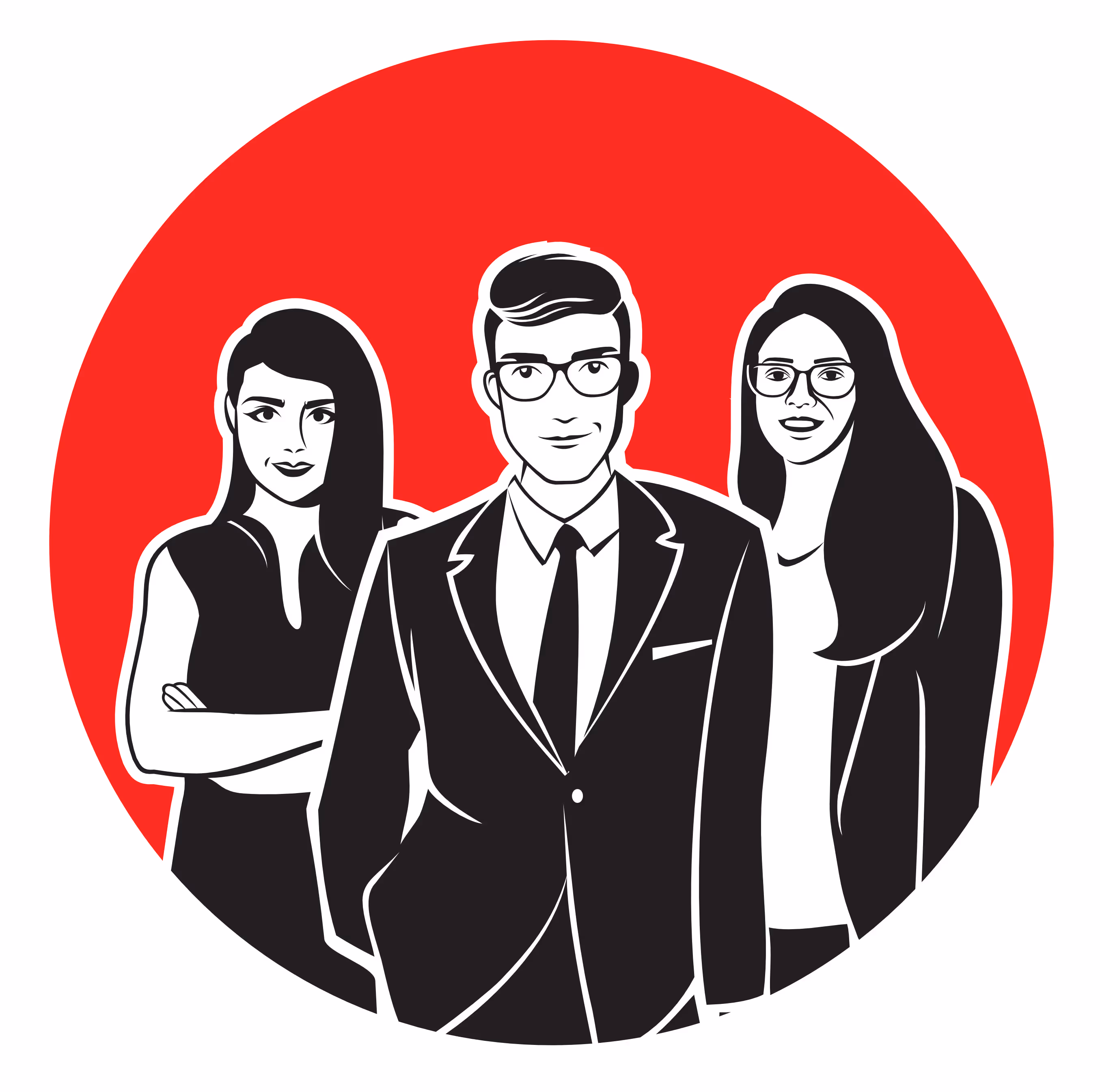 Red round Adultist logo solid background