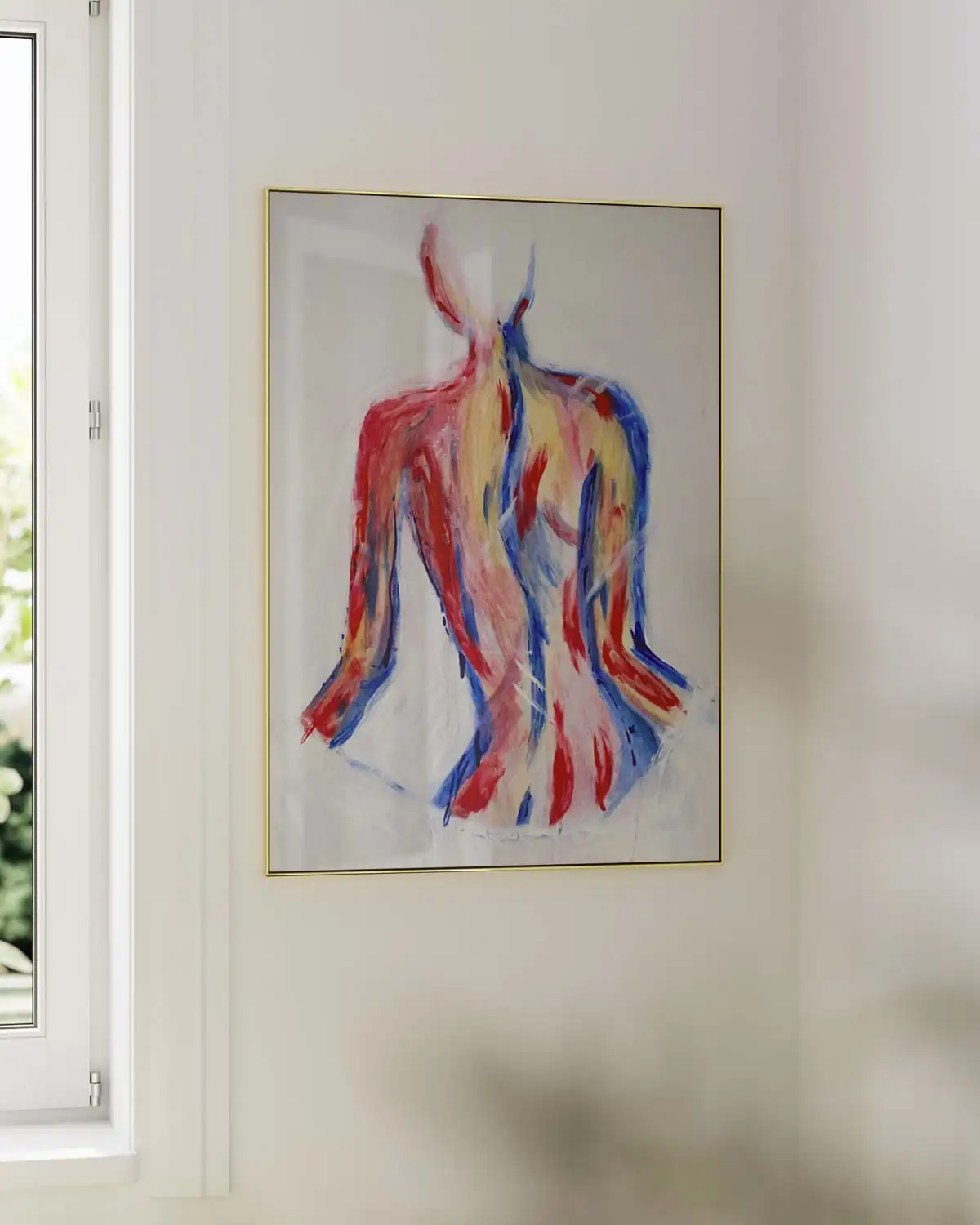 Colorful abstract wall art painted by Gia – soft, expressive strokes reflecting emotion and femininity.