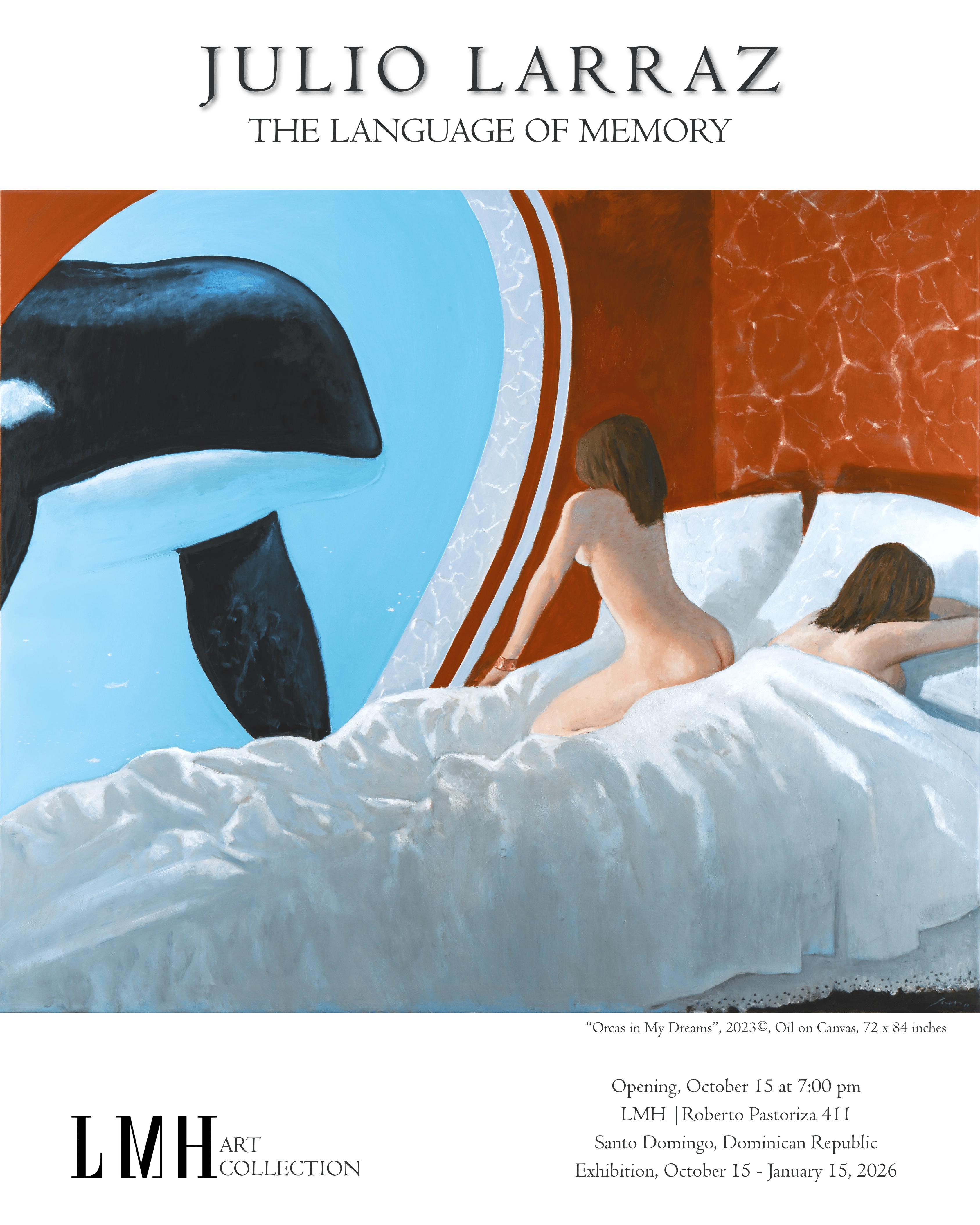 Julio Larraz painting of two women and a whale