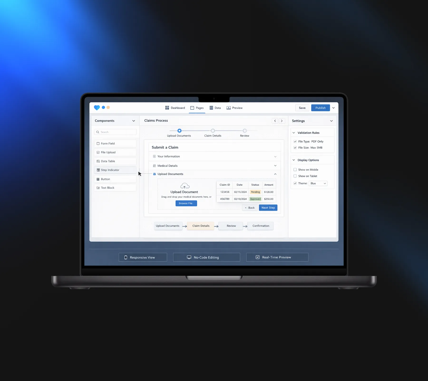Health Insurance Platform application dashboard