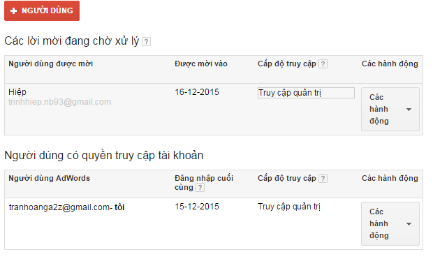 Hướng dẫn cách thêm người dùng thanh toán trong Adwords Nhanh