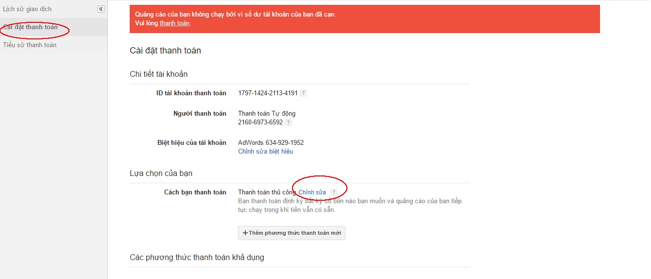 Hướng dẫn cách thêm người dùng thanh toán trong Adwords Nhanh 3